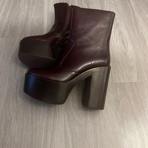 Jeffrey Campbell Brown Leather Platform Ankle Boot